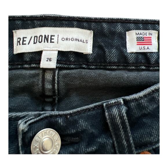 Re/Done Jeans Womens 26 Skinny Button Fly Low-Rise Worn Black Cotton Blend USA - Picture 4 of 13